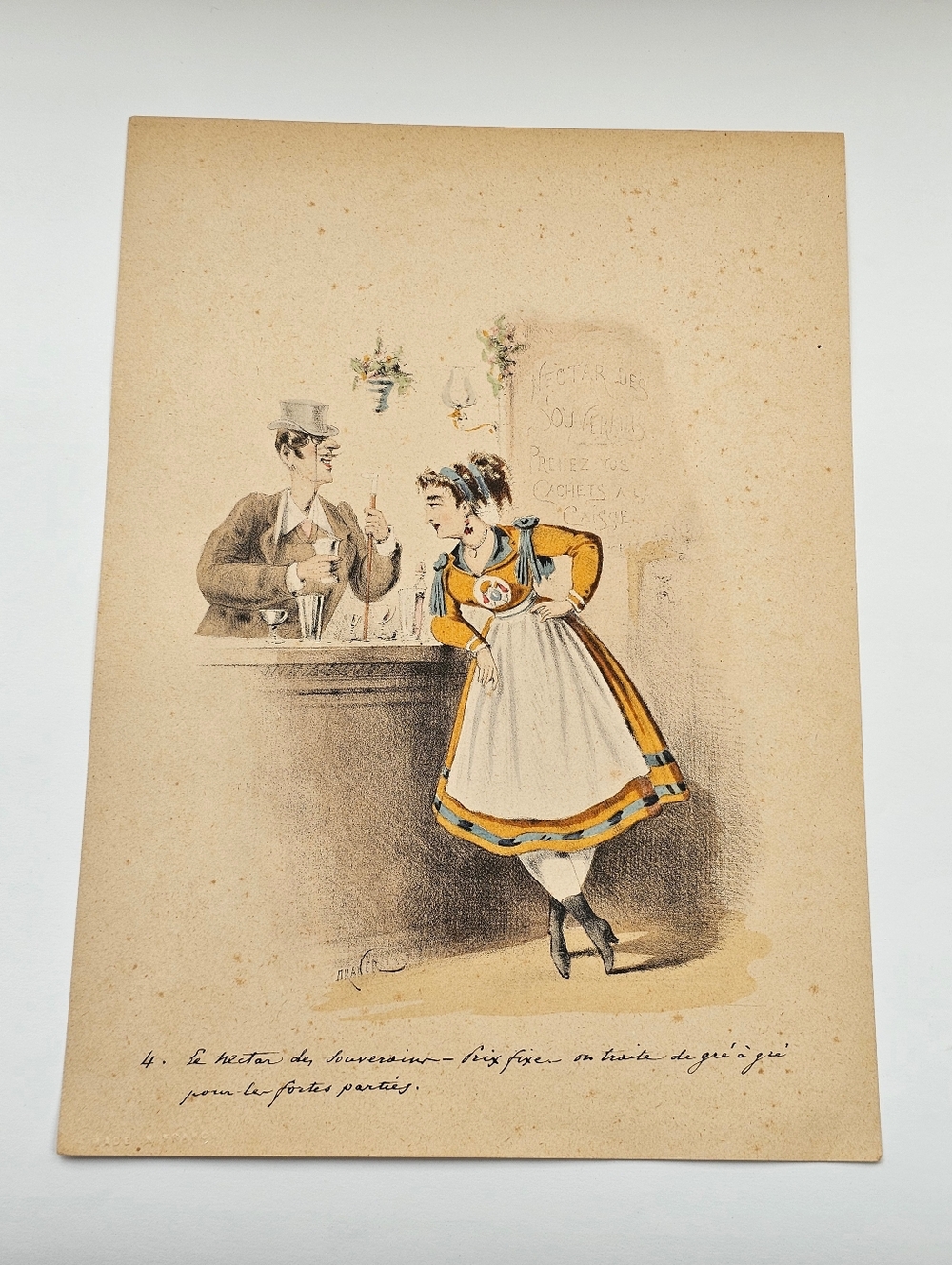 Antique Draner Hand Colored Lithograph Souvenirs Exposition 1867 Made In France